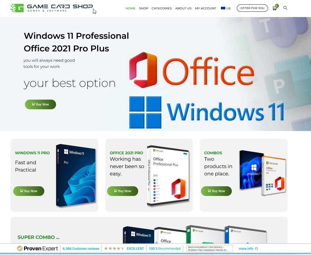 Screenshot reference of the original Game Card Shop page